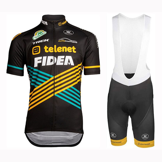 2019 Maillot Telenet Fidea Tirantes Mangas Cortas Negro Amarillo Azul